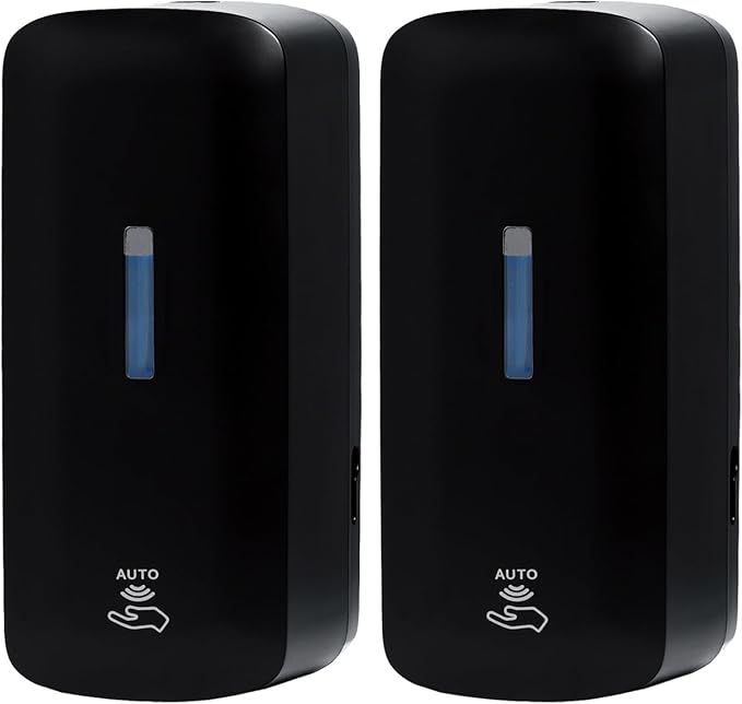 Automatic Soap Dispenser (2-Pack) with Extra Large 40 oz. Capacity (Liquid/Gel) - Wall Mounted Hand Soap or Touchless Hand Sanitizer Unit for Commercial or Home Bathrooms - ADA Compliant (Black)