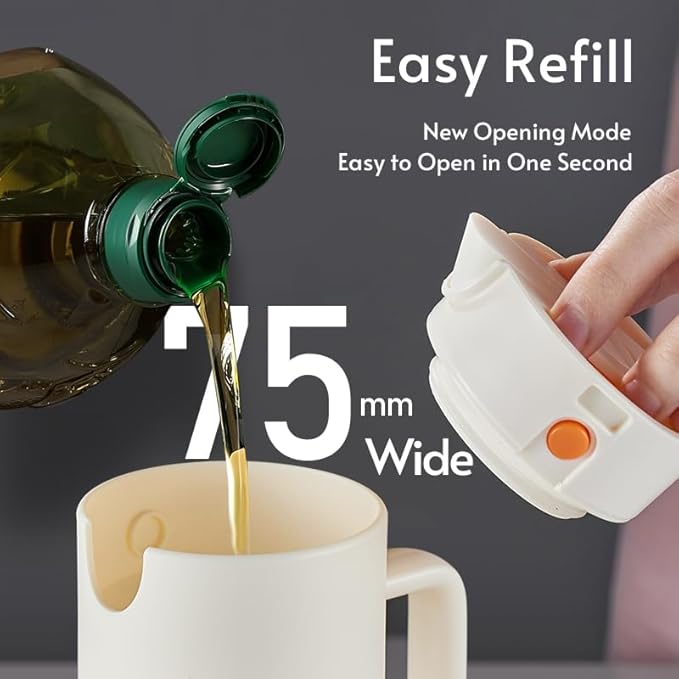 liflicon Olive Oil Dispenser Bottle 18.5 oz, Drip-Free Spout & Auto Flip Top, Glass Oil and Vinegar Dispenser for Kitchen, Soy Sauce Bottle, Cooking Oil Dispenser with Pour Spout (Blue & White)