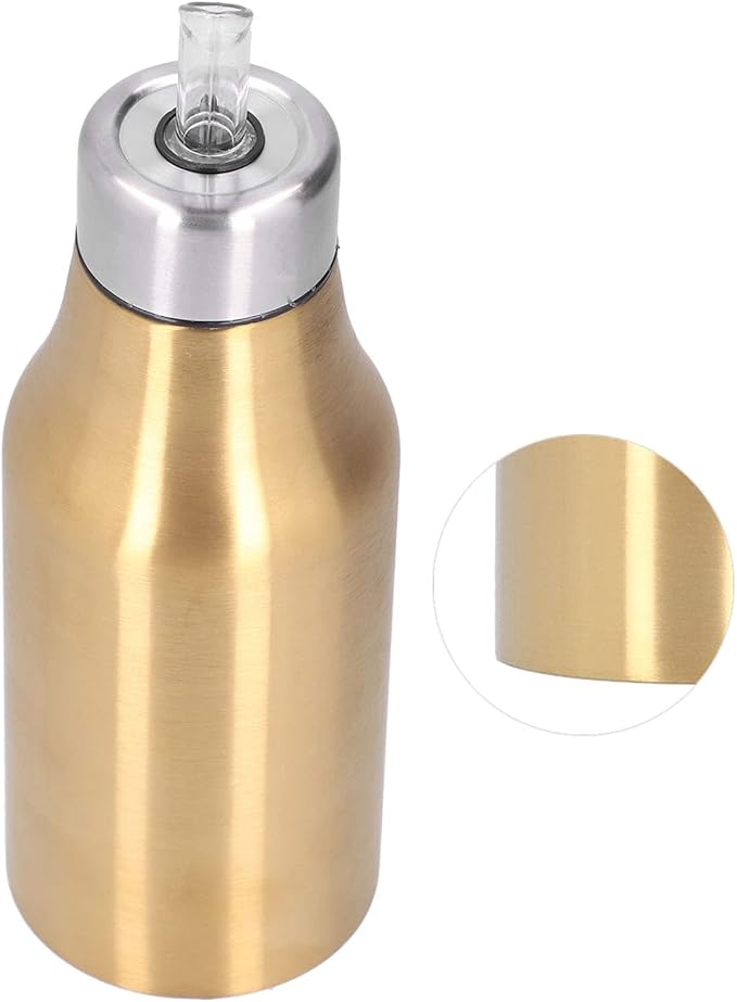 Atyhao Stainless Steel Oil Dispenser, Leak Proof Kitchen Olive Oil Decanter Stainless Steel 500ML for Restaurants for Parties for Homes(gold)