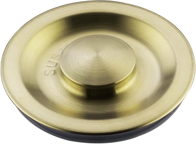 Kitchen Sink Drain Basket Strainer Filter/Stopper with Handle, Anti-Clog Accessory, 304 Stainless Steel, Brushed Gold, 1pc (Drain Stopper