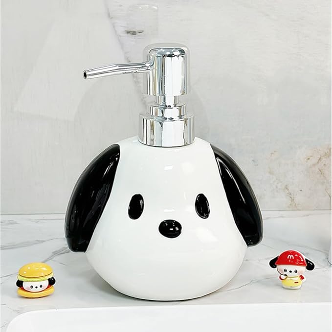 Cute Ceramic Puppy Soap Dispenser - 1pc Dog Shape Lotion Bottle, Refillable Hand Liquid Soap Dispenser with Pump for Bathroom Decor, Dish Soap Bottle for Kitchen Countertop 400ml/13.5oz