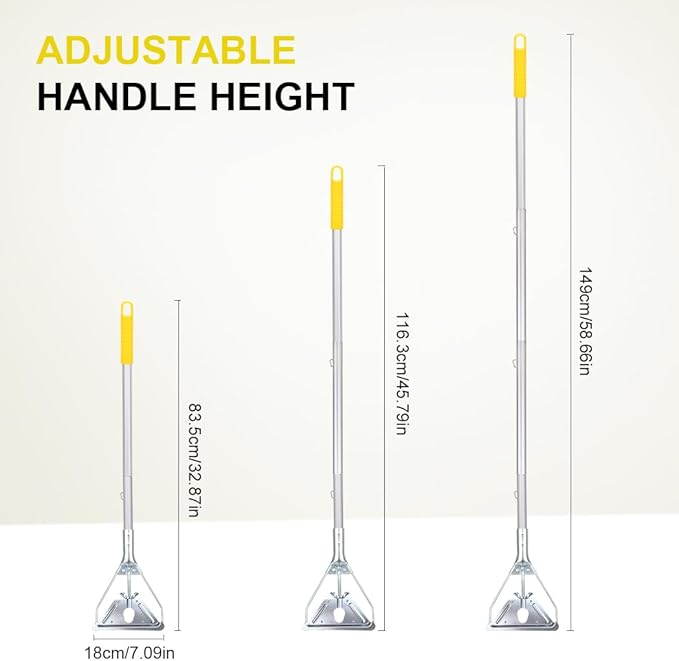 BeiLan Mop Handle Commercial Heavy Duty - 57 Inch Industrial Metal Mop Stick Replacement for Floor Cleaning - Professional Mops Head Replacement Holder