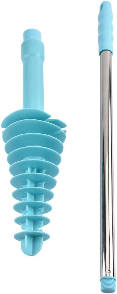 Flexible Toilet Plunger and Clog Remover for Siphon Toilets, Heavy Duty Bathroom Plunger with ABS Handle, Stainless Steel Pipe, TPR Elastic Head for Fast Unclogging