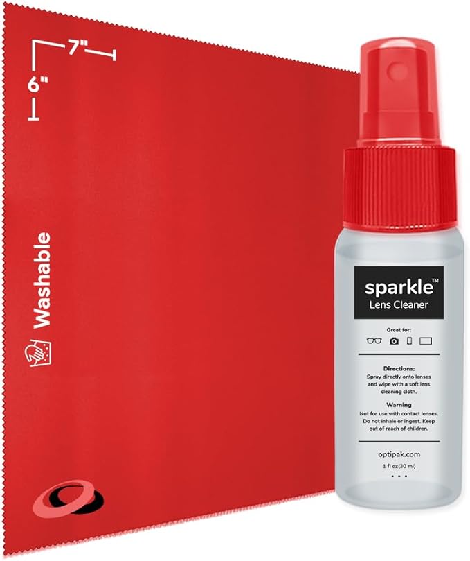 Sparkle Anti-Reflective Lens Cleaner Spray kit | (1) 1oz Glasses Cleaner Spray + (1) Microfiber Cloth for Eyeglasses, Sunglasses, Lenses