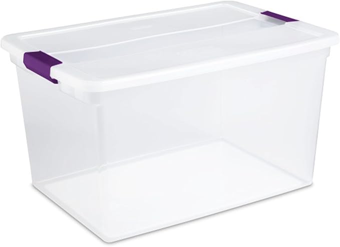 66 Qt ClearView Latch Storage Box, Stackable Bin with Latching Lid, 12-Pack