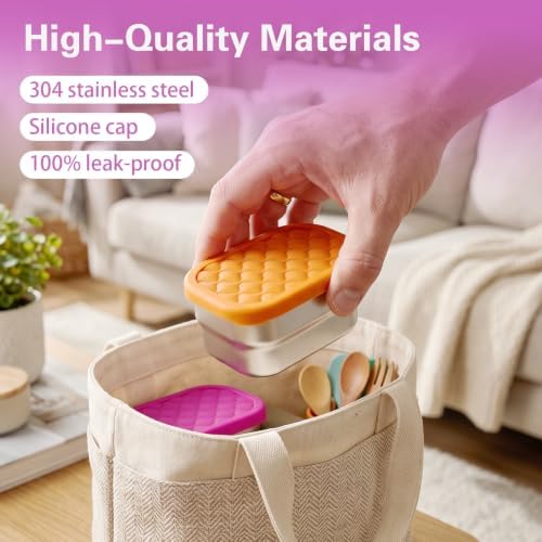 5Pack 8oz Stainless Steel Snack Containers for Kids,snack box small