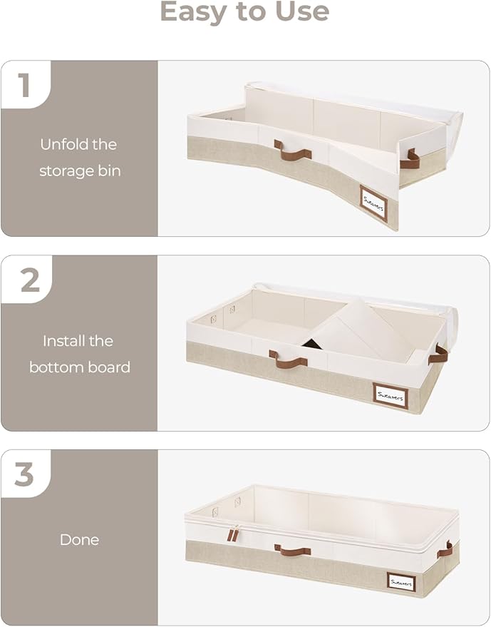 StorageWorks Large Under Bed Storage Containers with Handles and Label Holder, 2 Pack Ultra-thick Fabric Underbed Bins, Closet Organizer for Clothes