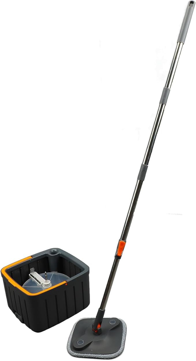 Mop Bucket Set, Self Wringing 360 Degree Rotating System Flat Mop Bucket Set for Hardwood Tile Marble Floor Cleanings