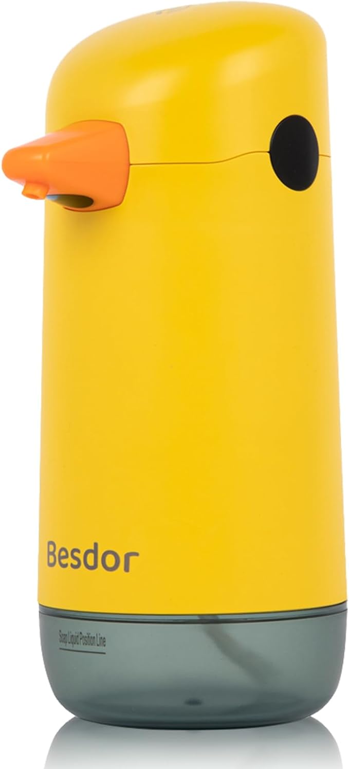 Besdor Automatic Soap Dispenser, Yellow Duck Cute Touchless Soap Dispenser, Infrared Sensor, Battery Powered, for Bathroom Kitchen