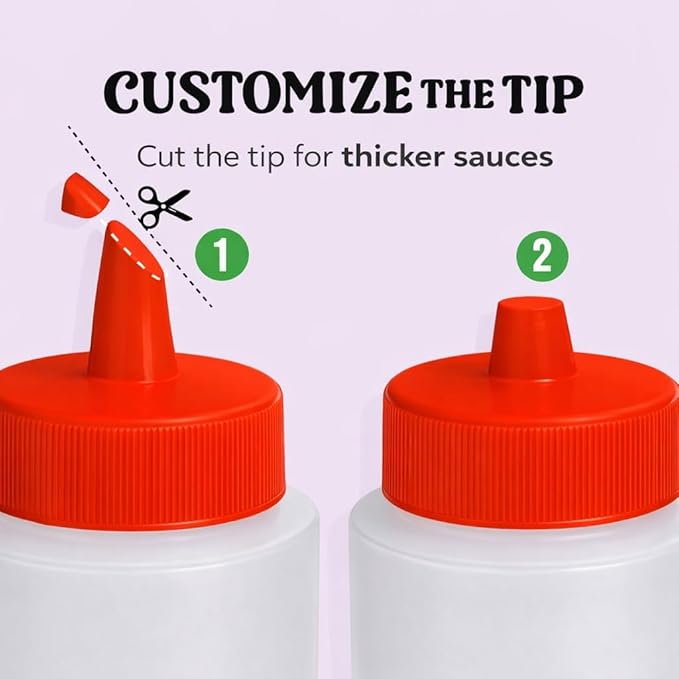 Norcalway 24 oz Large Condiment Squeeze Bottles for Sauces - Leak Proof - 4 Pack (XL)