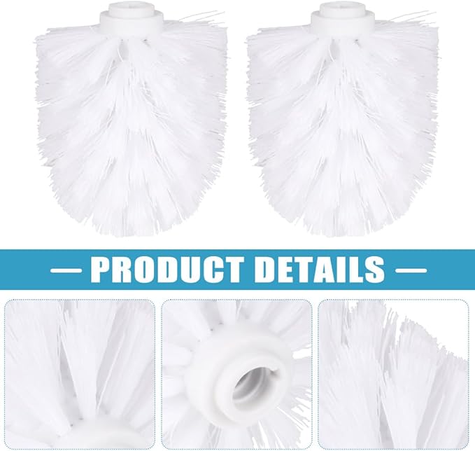 2PCS Toilet Bowl Brush Replacement Head, Toilet Brush Head Replacement with Durable Stiff Bristles, Cleaning Tool for Home Hotel Bathroom (Color:White)