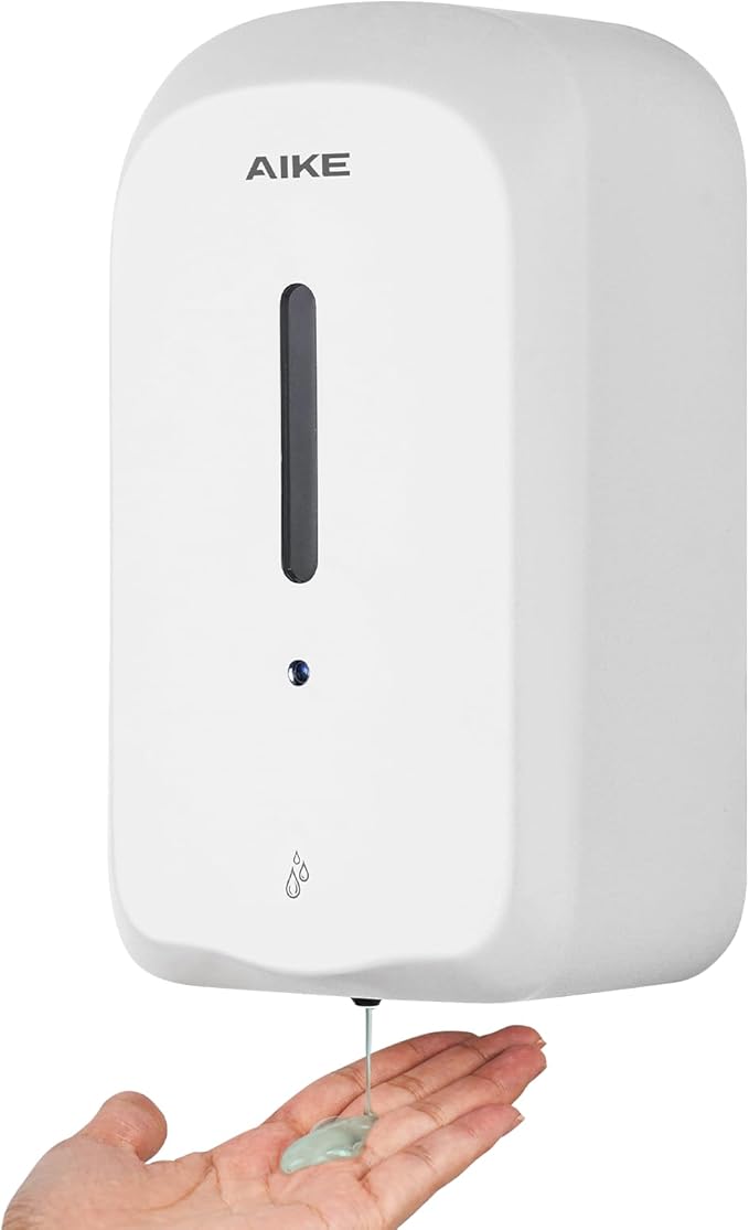 AIKE 33.8oz Automatic Wall Mount Liquid Soap Dispenser with Commercial ABS Construction, Model AK1226S(White)