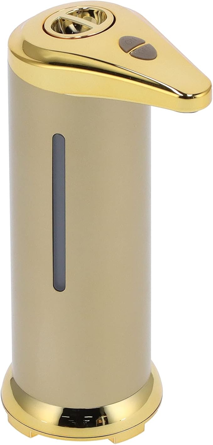 250ml Electric Soap Dispenser Touchless, Countertop Automatic Touchless Hand Soap Dispenser for Home Bathroom Kitchen School Hotel (Gold)