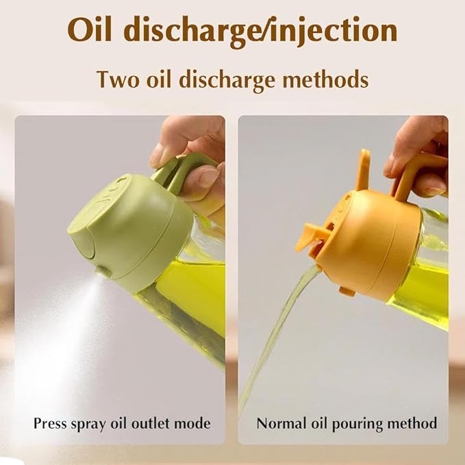 Kitchen 2 In 1 Oil Dispenser, 16oz Olive Oil Dispenser Bottle for Kitchen - 2 in 1 Oil Dispenser and Oil Sprayer for Cooking, Air Fryer, Salad, BPA-Free 470ml Olive Oil Sprayer (Black + Gray)