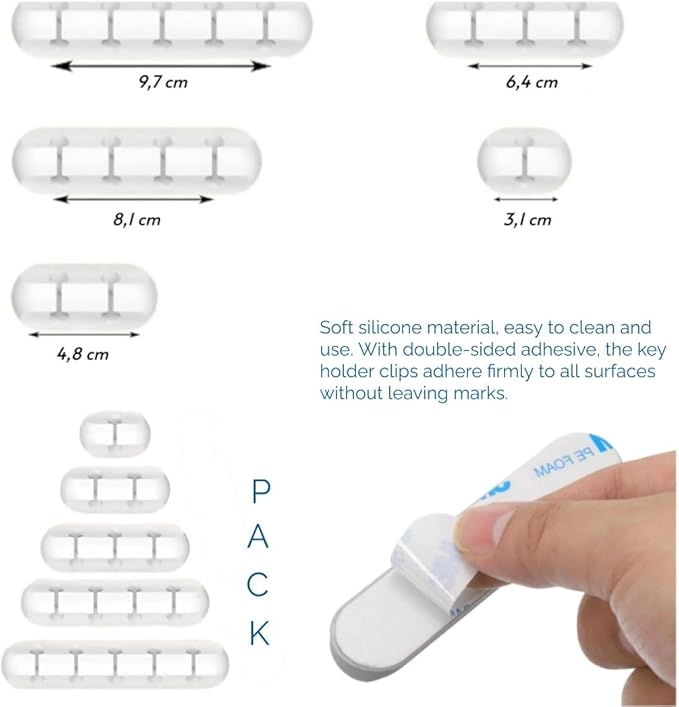 Cord Clip for Cable Management - Pack of 4 Adhesive Cord Clips with 7,5,3 & 1 Slots, Cable Organizer Clips for Computer & Charging Cables, Cord Holders for Nightstand, Clutter Organizer for Office