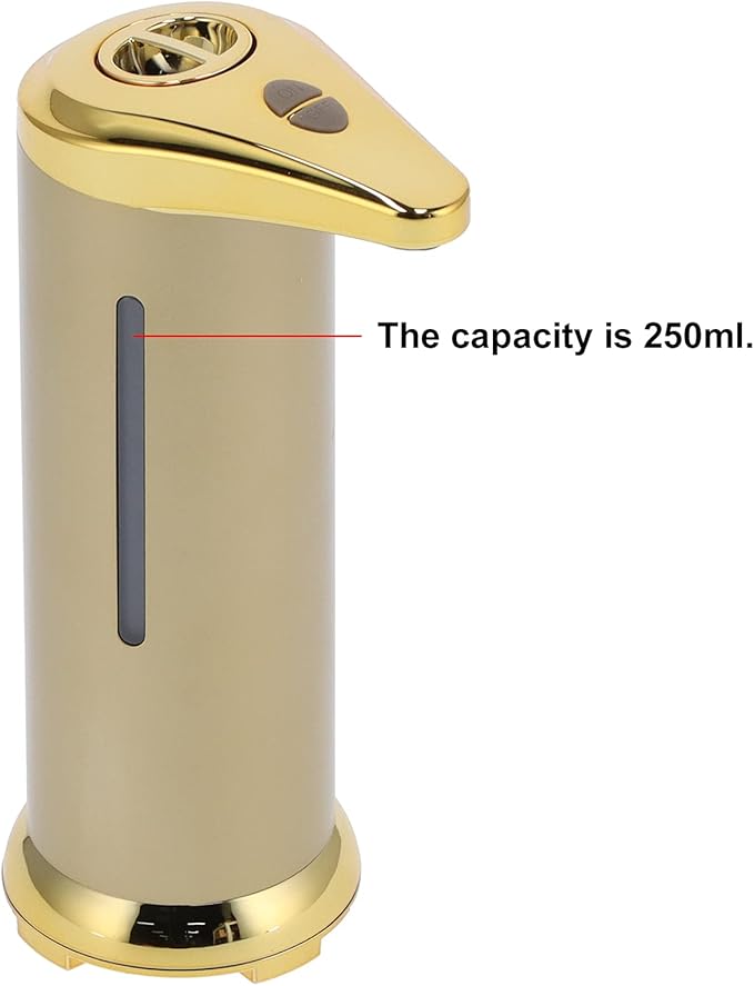 250ml Electric Soap Dispenser Touchless, Countertop Automatic Touchless Hand Soap Dispenser for Home Bathroom Kitchen School Hotel (Gold)