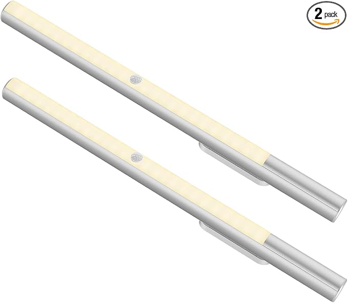 BLS 48 LED Closet Lights, Motion Sensor Light Indoor, 4500mah Build-in Large Rechargeable Battery, Wireless Under Cabinet Lighting for Kitchen/Pantry/Wardrobe/Wall, 4000K Neutral White (2 Pack)