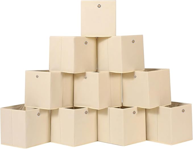Foldable Storage Cubes Bins ,11 Inch Cloth Storage Cube Fabric Storage Box Cubes Organizer Baskets with Dual Handles for Home Organizer Set of 10