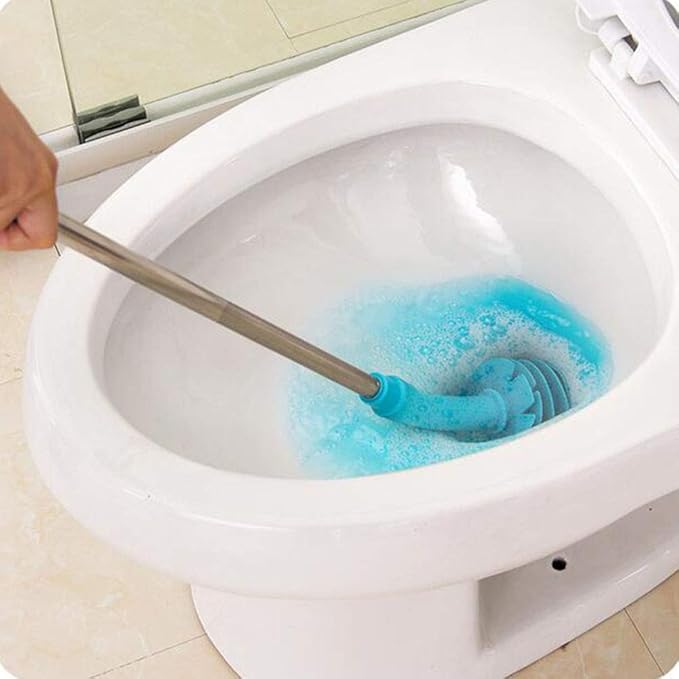 Flexible Toilet Plunger and Clog Remover for Siphon Toilets, Heavy Duty Bathroom Plunger with ABS Handle, Stainless Steel Pipe, TPR Elastic Head for Fast Unclogging