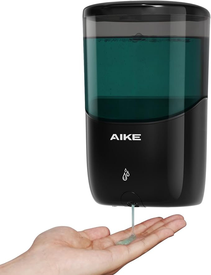 AIKE Liquid Automatic Wall Mount Soap Dispenser,Battery Operated Model AK1216,Black