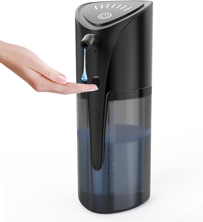 Automatic Liquid Soap Dispenser, 15.83 oz/450mL USB C Rechargeable Soap Dispenser, 7 Adjust Volume Touchless Hand Sanitizer Dispenser, Motion Sensor Waterproof Pump for Bathroom Kitchen (Black)