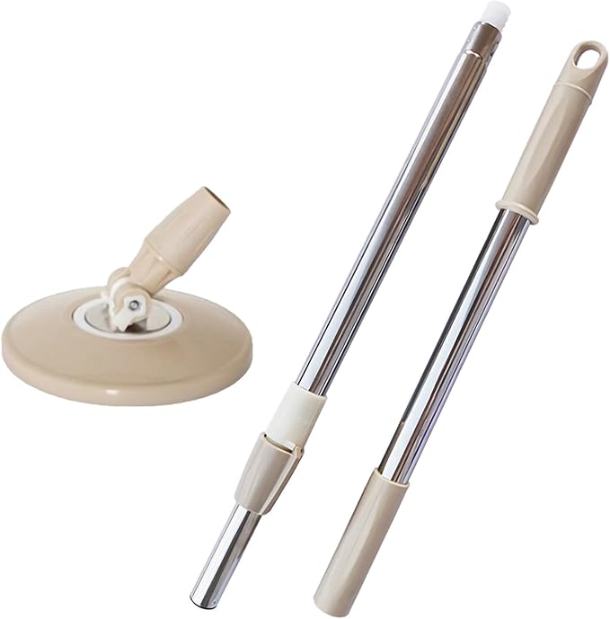 Spin Mop Pole Handle Replacement, Home Floor 360 Degrees Rotating Telescopic Replacement Handle Cleaning Tool Accessories Enhanced Thickened Version for Cleaning Home Bedroom Office (Khaki)