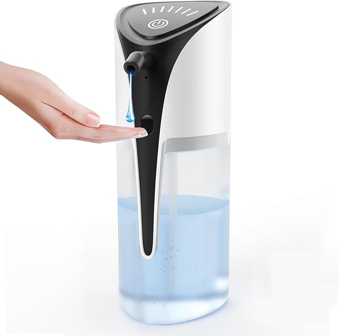 Automatic Liquid Soap Dispenser, 15.83 oz/450mL USB C Rechargeable Soap Dispenser, 7 Adjust Volume Touchless Hand Sanitizer Dispenser, Motion Sensor Waterproof Pump for Bathroom Kitchen (White)