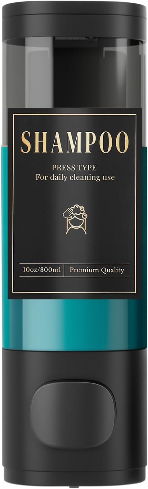 Luxspire Shampoo and Conditioner Dispenser, No Drill Wall Mounted Shower Soap Dispenser 1 Chamber with Waterproof Labels, Easy Refill Soap Dispenser for Bathroom Hotel Kitchen, Black