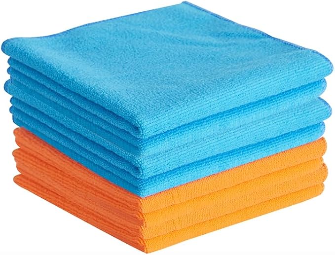 8 Pack Cleaning Cloths, Reusable Microfiber Cloth, Nanoscale Cleaning Cloth Lint Free Cloth Easy Clean Mixed [Blue+Orange]