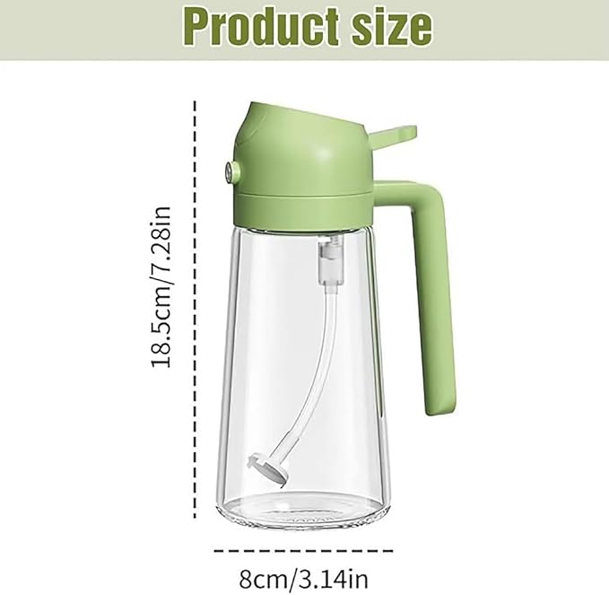 Kitchen 2 In 1 Oil Dispenser, 16oz Olive Oil Dispenser Bottle for Kitchen - 2 in 1 Oil Dispenser and Oil Sprayer for Cooking, Air Fryer, Salad, BPA-Free 470ml Olive Oil Sprayer (Black + Gray)