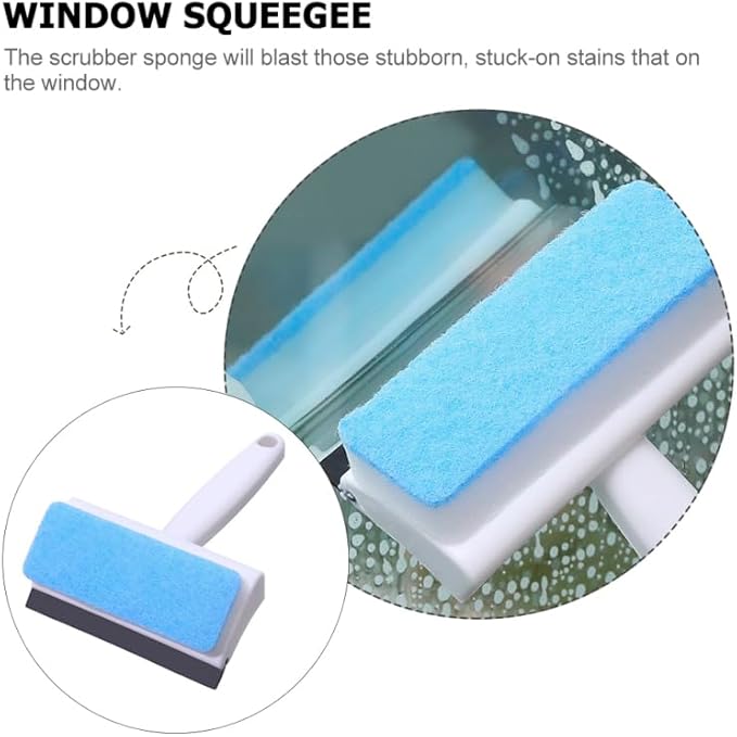 Baluue Window Cleaner - 2-in-1 Squeegee & Sponge (7.28") - Car/Glass Cleaning