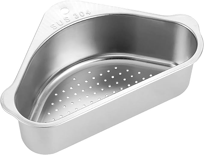 Stainless Steel Sink Strainer Basket Triangle Sink,Triangle Sink Drainer Basket for Sink Food Strainer or Storage Rack (silver)