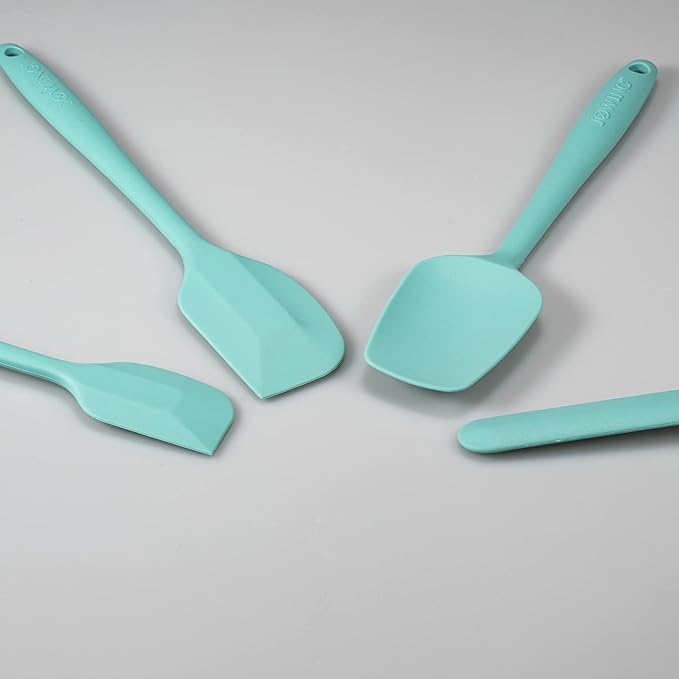 4 Piece Silicone Spatula Set, Flexible Heat Resistant Non-scratch Baking Cooking Rubber Spatulas with Stainless Steel Core, Aqua Sky