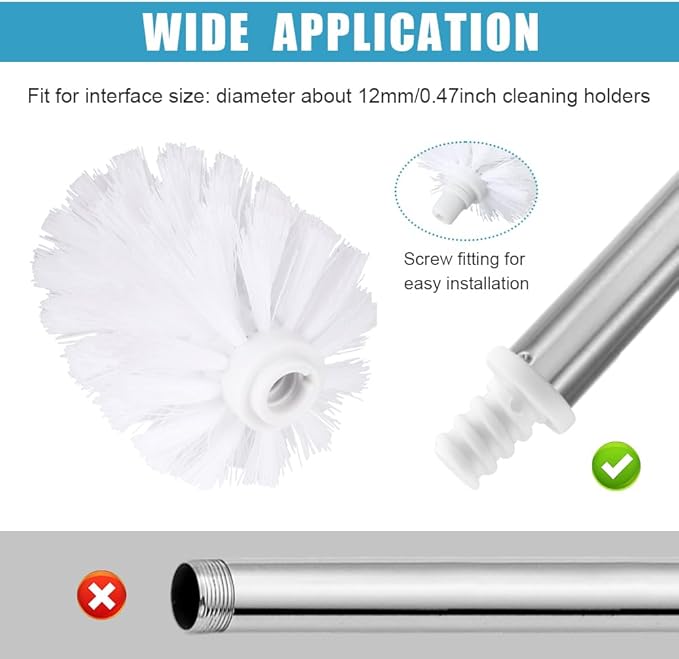 2PCS Toilet Bowl Brush Replacement Head, Toilet Brush Head Replacement with Durable Stiff Bristles, Cleaning Tool for Home Hotel Bathroom (Color:Black)