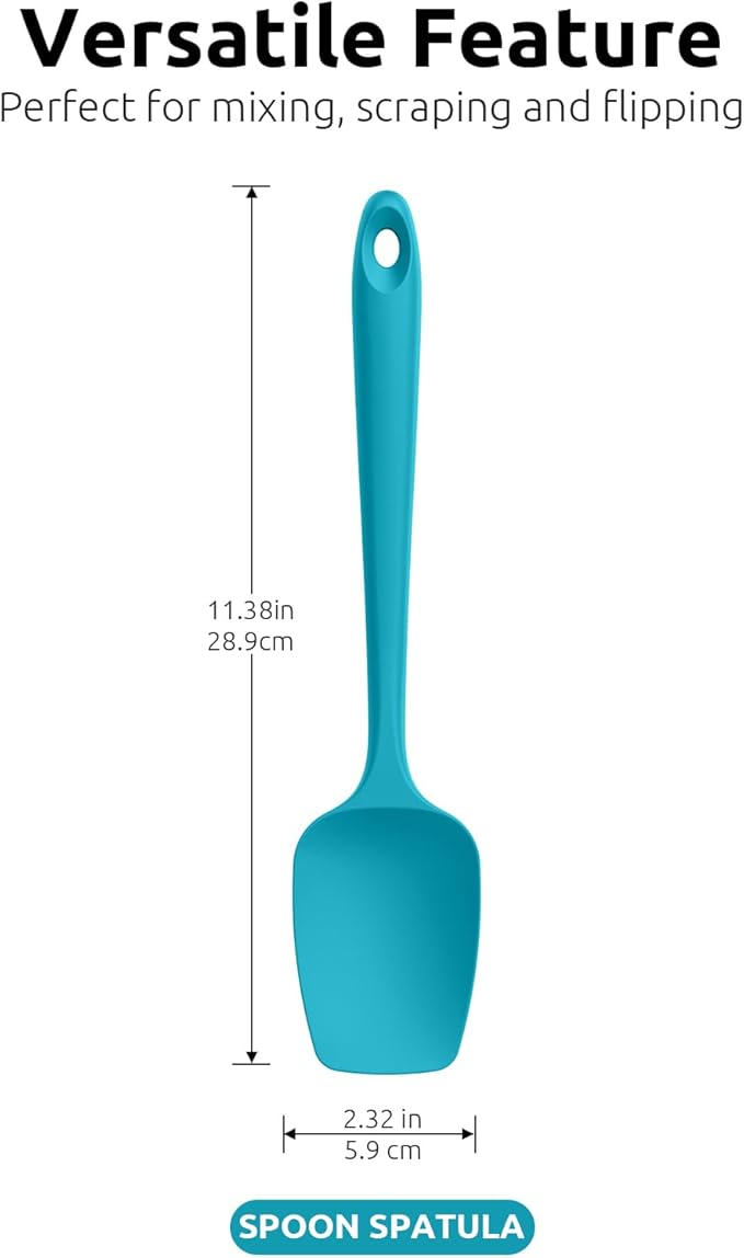 U-Taste Silicone Spoon Spatula Set, 600ºF High Heat Resistant Food Grade Flexible Rubber Scraper, Cooking Mixing Baking Kitchen Utensils Set of 3 (Multicolors)