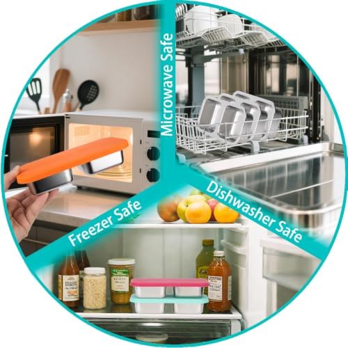 3 Pack Stainless Steel Snack Containers with Lids - 2 Compartment