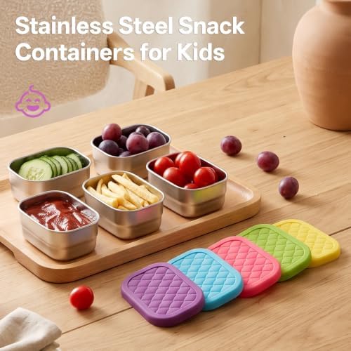 5Pack 8oz Stainless Steel Snack Containers for Kids,snack box small
