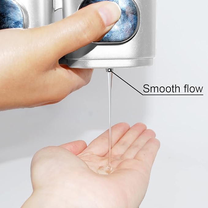 1-Chamber Soap Dispensers Wall Mount,400ml Bathroom Shower Pump Dispenser,Press Manually Lotion Shower Soap Dispenser Usefor Home,Bath,Kitchen,Hotels,Restaurants(Silver)
