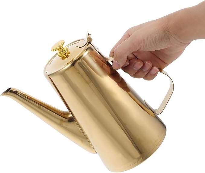 Yardwe Stainless Steel Oil Dispenser Bottle 7.87X4.52X3.34In Cold Water Kettle with Drip-Free Spout for Household Oil Storage and Kitchen Cooking