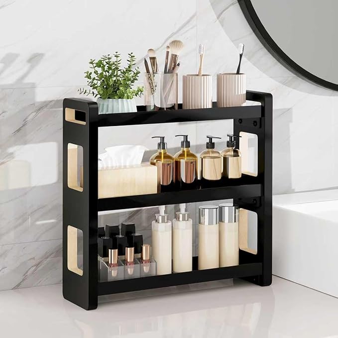 Bathroom Counter Organizer, Bathroom Counter Shelf, Black 3 Tier