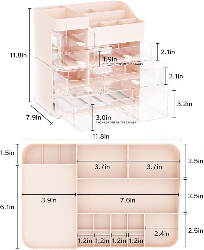 Makeup Organizer for Vanity, Pink