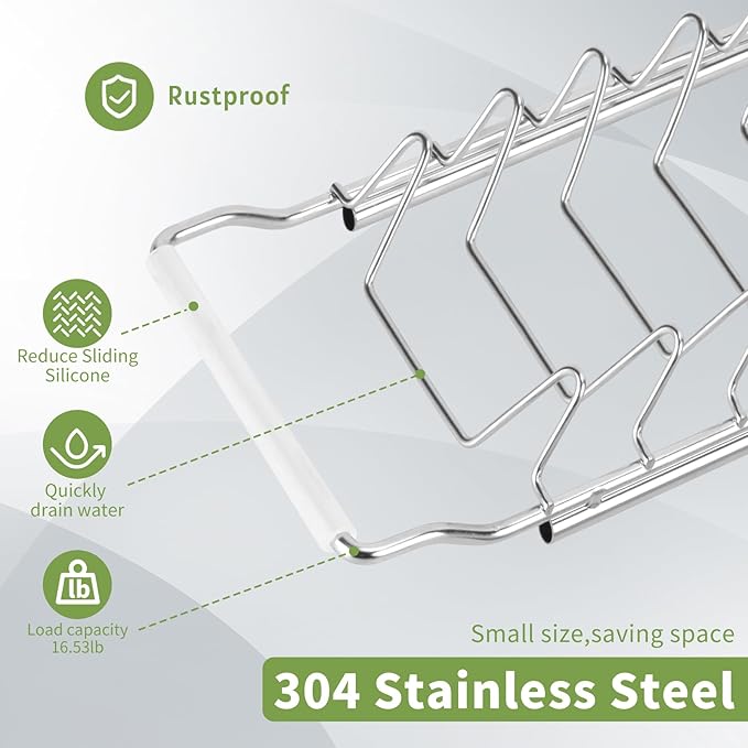 Space Saving Dish Drying Rack Small - Expandable Telescopic Over The Sink Drying Rack,304 Stainless Steel Dishrack for 13.58" - 21.65" Sinks. (Small)