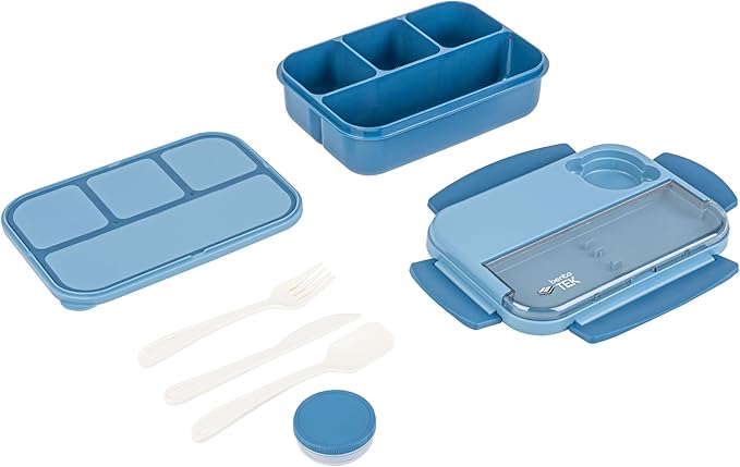 Restaurantware Bento Box 1 Count 44 Ounce Plastic Lunch Box With Cutlery