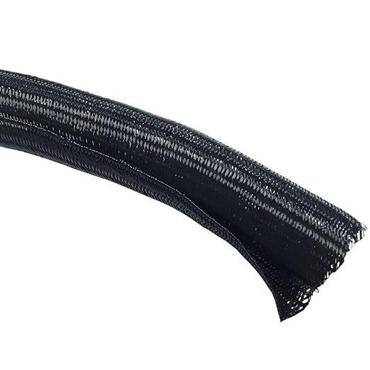 Electriduct 1/2" Hook Self Closing Sleeve Braid Wrap Around Sleeving Flame Retardant Flexible Mesh Cord Cover Cable Protector Wire Organizer - 100 Feet - Black
