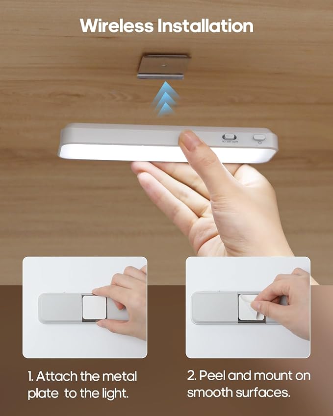 GOODEA 5 Pack Under Cabinet Lighting Wireless, Small 6'' Led Rechargeable Motion Sensor Light Indoor, 3CCT Dimmable Closet Light, Stick on Magnetic Under Counter Light for Pantry, Bookshelf, Stairs