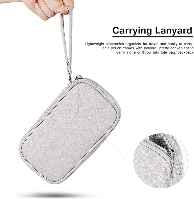 Electronics Organizer Bag Pouch Cable Charger Organizer Travel Shockproof Cord Carrying Case for Earphone Powerbank USB Hard Drive SD Card (Pink)