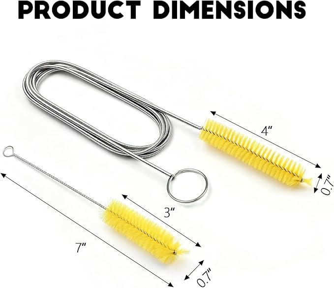 2PCS Flexible Long Drain Brush, 78 Inch Nylon Stainless Steel Tube Cleaning Brush, Slim Long Hose Pipe Cleaning Tool for Auto Sunroof Drain Hole