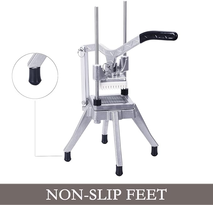 Commercial Vegetable Fruit Chopper 1/4″3/8″1/2″Blade Onion Chopper French Fry Cutter Slicer Stainless Steel for Tomato Potato Cutting Restaurant Home Kitchen, Sliver