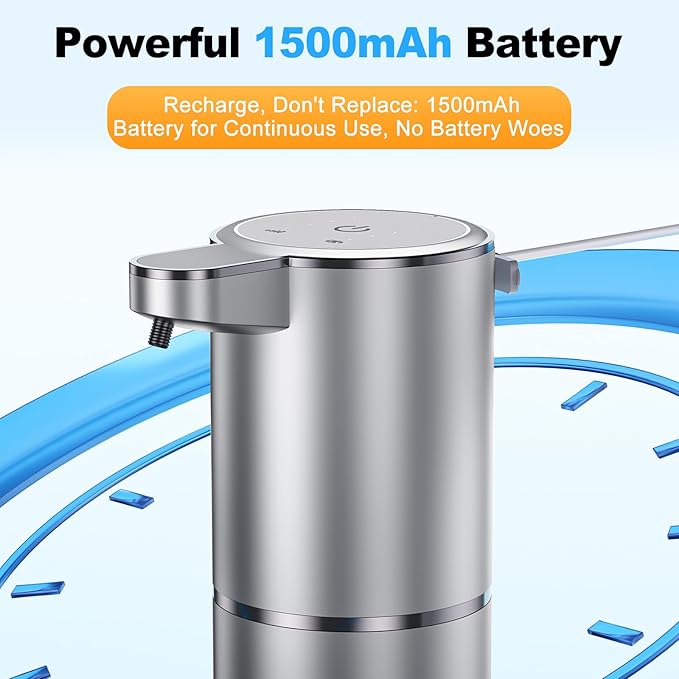 Automatic Foaming Soap Dispenser,Type-C Rechargeable Smart Hand Soap Dispenser,4-Level Adjustable, 13.5oz/380ml IPX5 Waterproof Wall Mounted for Bathroom Kitchen Dish Soap