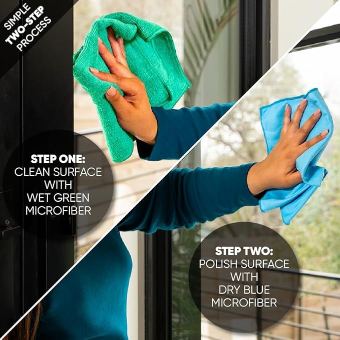 Longmann Microfiber Glass Cleaning Cloths | Streak Free Windows & Mirrors | Lint Free Towels | Car Windows Wipes | Polishing Rags